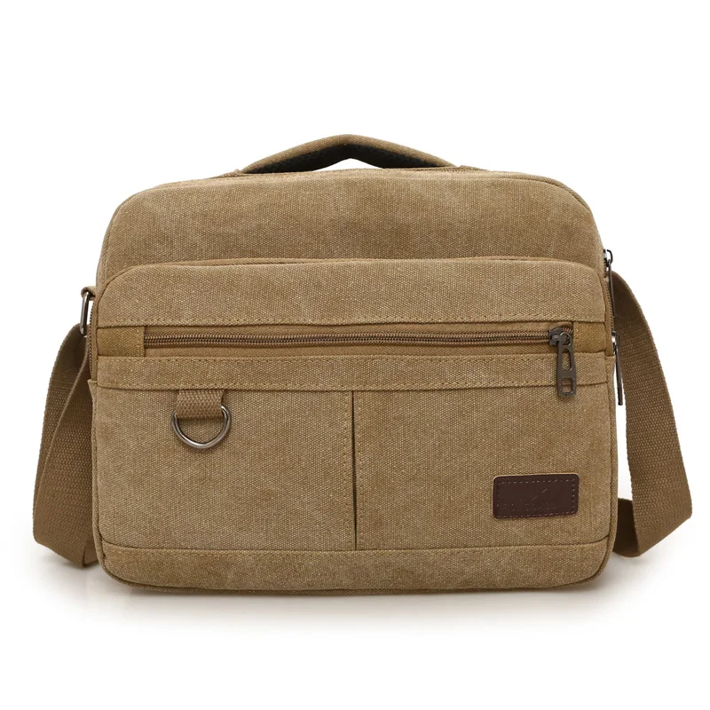 Retro Travel Male Crossbody Bag Flip Solid Color Casual Messenger Canvas Fashion Zipper Multifunctional men's Shoulder Bag