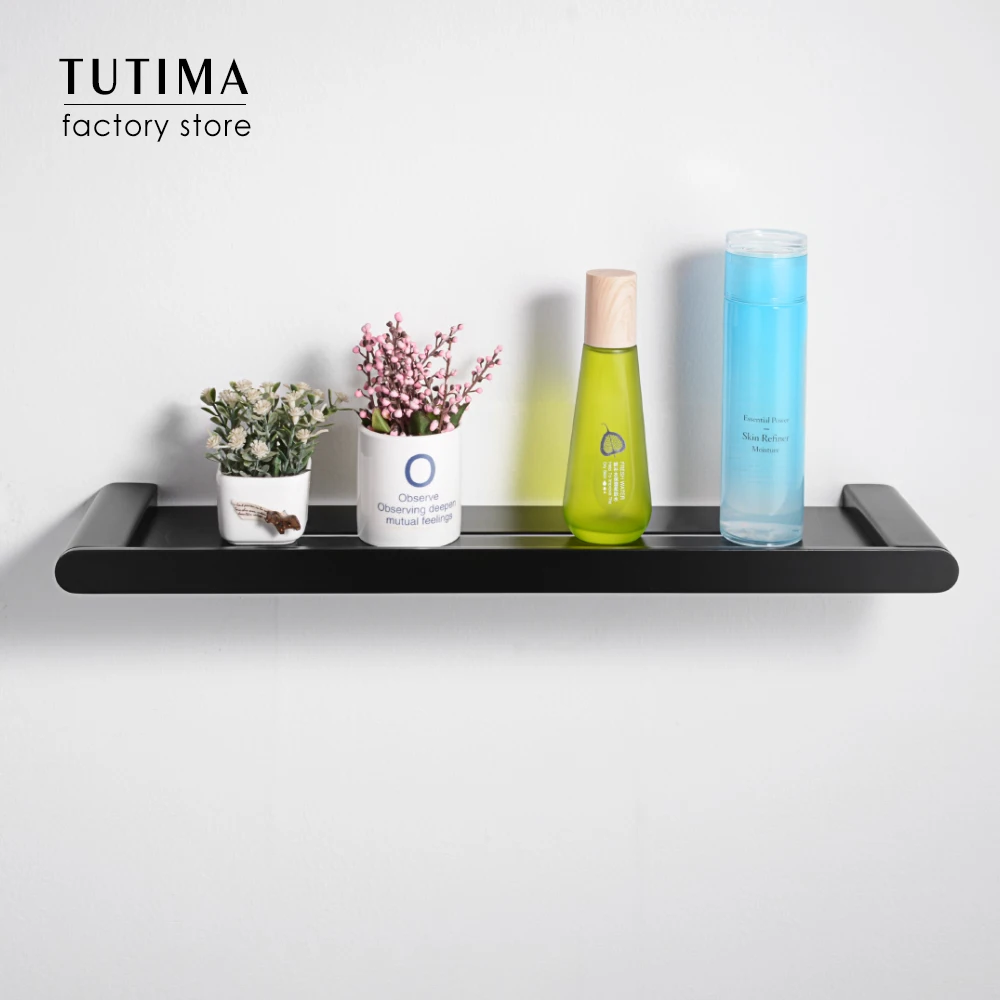 Tutima полка для ванной комнаты матовая черная алюминиевая настенная шампуня