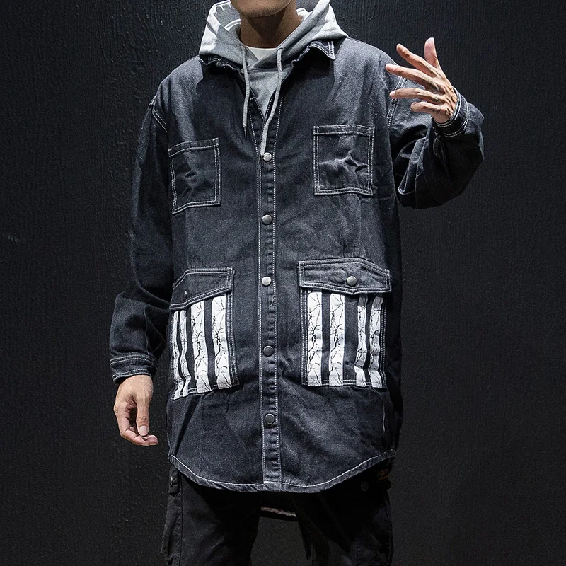 Для Мужчин's весенние черные джинсовые куртки для детей с принтом &quotБуквы&quot