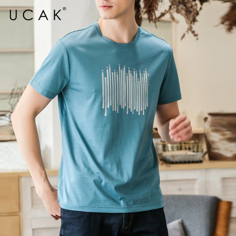 

UCAK Brand Classic O-Neck Bamboo Fiber T Shirt Men Clothes Summer New Arrival Streetwear Breathable Refresh Tshirt Homme U5582