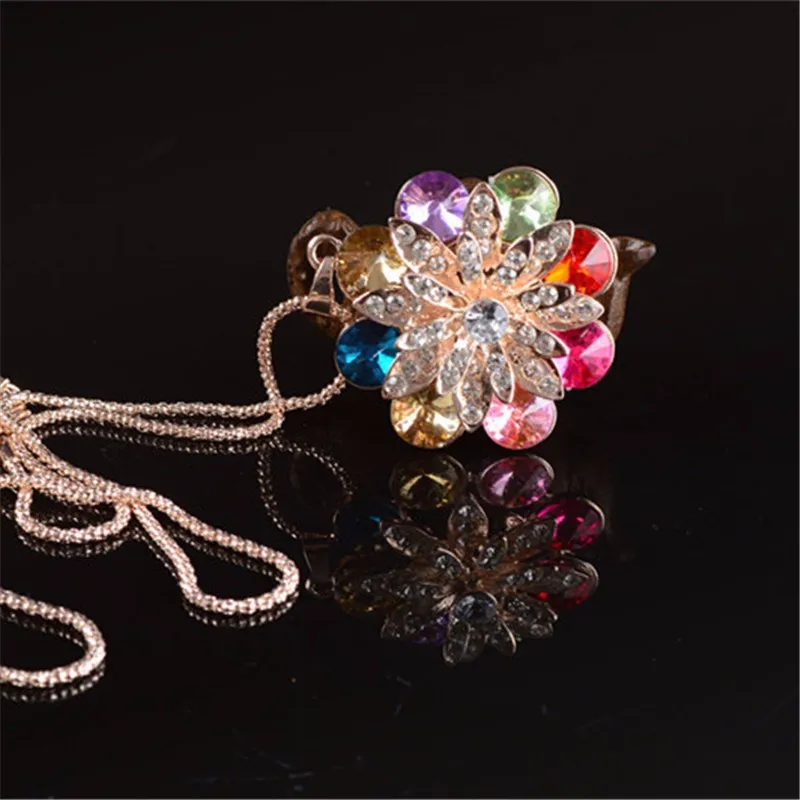 

2020 New Arrival Female Pendant Necklace Colorful Flower Long Winter Sweater Chain Necklace Necklace Wholesale Sales