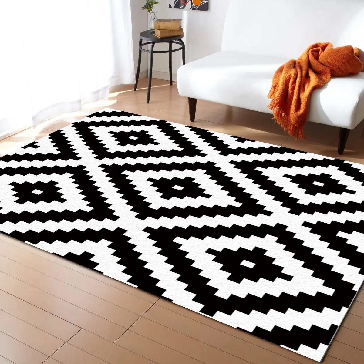 

Black White Irregular Geometry Pattern Carpets for Living Room Bedroom Area Rug Kids Room Play Mat 3D Printed Home Large Carpet