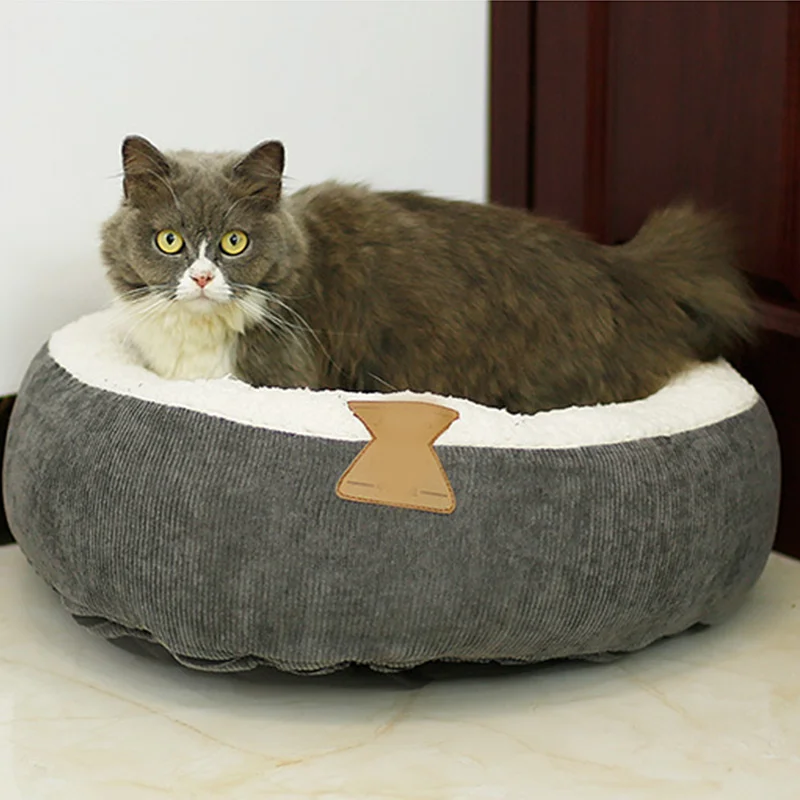 Gray Мягкая кровать для питомцев, кошек, домик для питомцев, круглый коврик для кошек, кровать для собак, диван для чихуахуа, маленьких собак, кошек, гнездо, зимняя теплая спальная кровать, коврик для щенка - Цвет: Gray