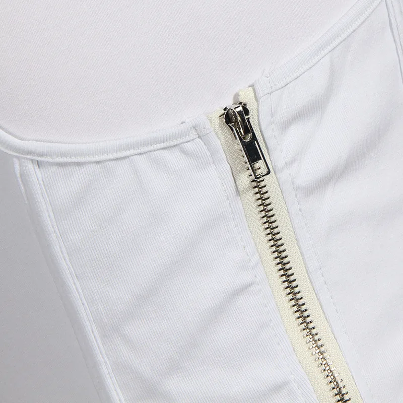 

DEAT Women White Asymmetric Sexy Short Tank Tops New Breast Wrap Sleeveless Personality Fashion Tide Spring Summer 2021 GX424