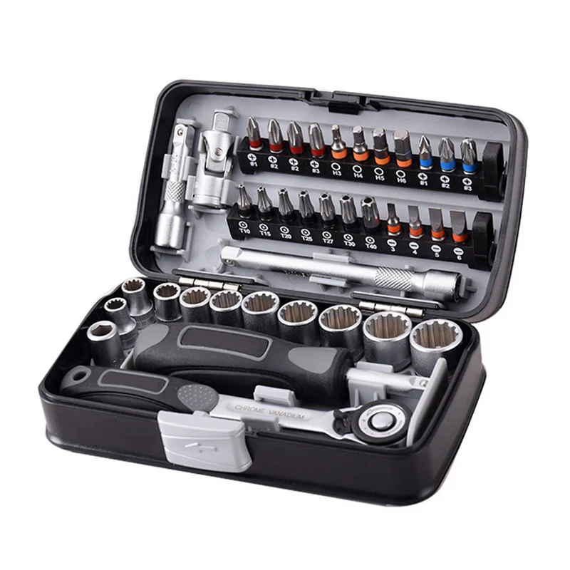 

38 in 1 Tool Box Professional Screwdriver Bit Set Multi Repair Tools Mechanic Socket Wrench Ratchet Combo Kit Hand Multi Tools