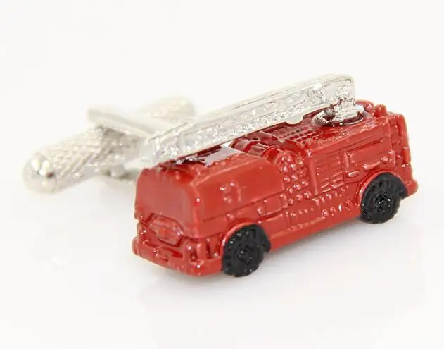 10 пар/лот Медь покрытие огонь запонки с грузовиком серебро/красный подъем