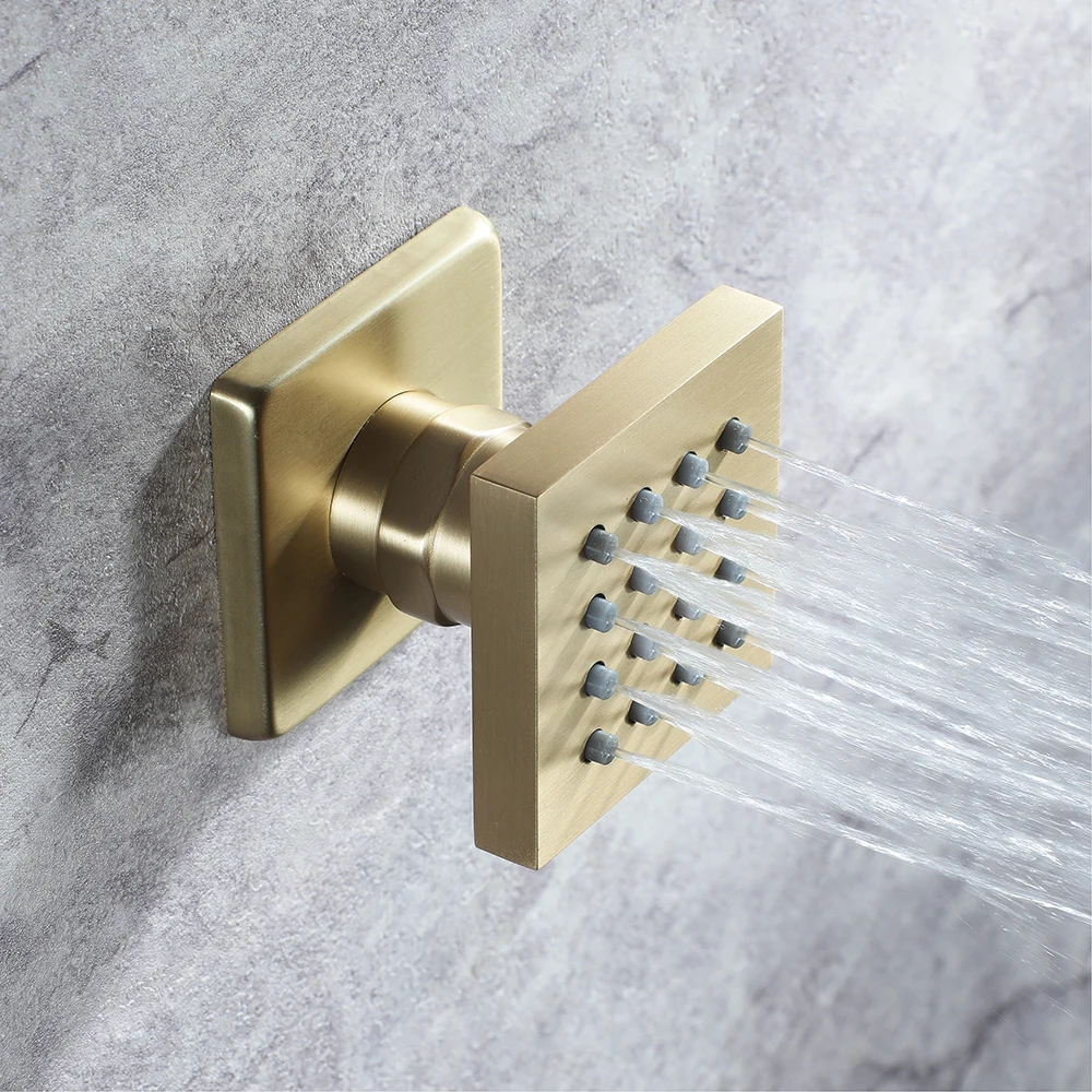Villa Brushed Gold 20 Inch Rain Shower Panel Bluetooth Music 5 Functions System Thermostatic LED Ceiling Bathroom Faucets | Обустройство