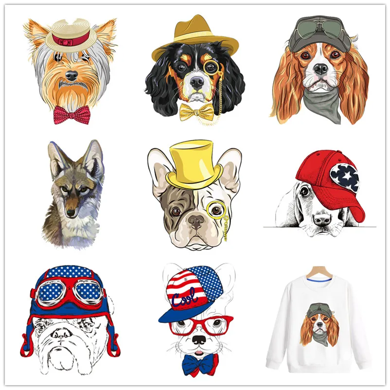 

Iron On Custom Logo Heat Transfer Cute Dogs Patches For Clothing Fabric Applique On T-shirt Thermoadhesive Sticker On Jacket Hat