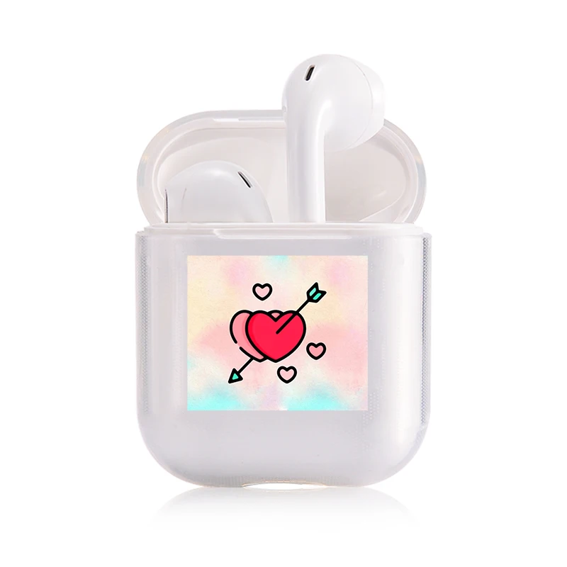 I300215 Хроматический модный наушник чехол для Apple Airpods чехол простой милый любовь сердце Bluetooth поп AirPods чехол прозрачный жесткий чехол - Цвет: I300215