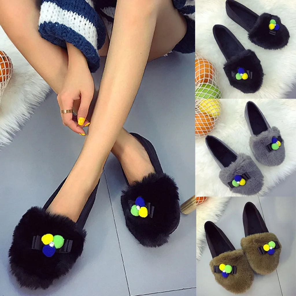 

Large women's flat bottom light candy color comfortable women's casual fur fashion sweet flat casual shoes 2020
