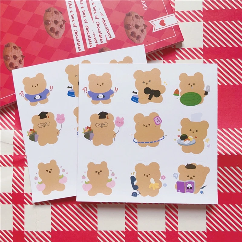 Kawaii Soft Bear Stickers Kids DIY Scrapbooking Stickers Mobile Phone Decorative Sticker School Supplies Escolar Papeleria