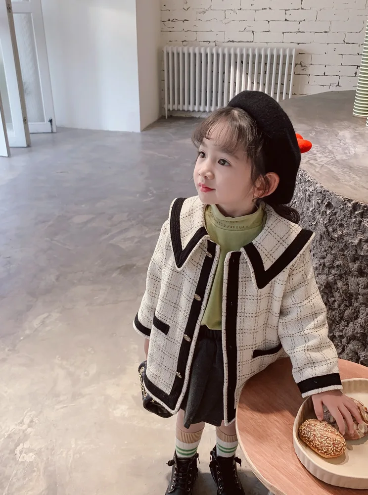 

WLG girls autumn winter jackets kids fashion plaid thick coat baby girl all match clothes 2-7 years