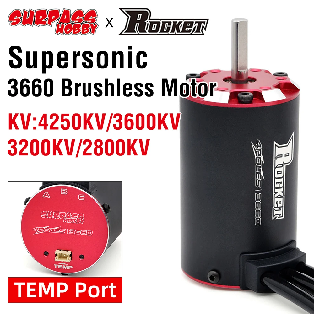 

Бесщеточный двигатель Rocket MOTOR 3660, 4250KV 3600KV 3200KV 2800KV w/Temp Sensor для 1/8 1/10 Tamiya GTR Traxxas RC Drift Racing Car