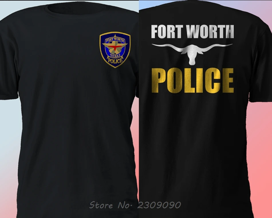 Мужская хлопковая футболка с круглым вырезом черная надписью полиция форта