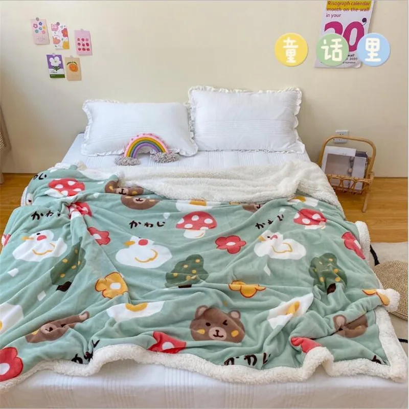 

150*200cm 200*230cm Double Layers Croal Fleece Blanket Duvet Cover Adult Winter Warm Thick Quilt Cover Throw Blankets For Bed
