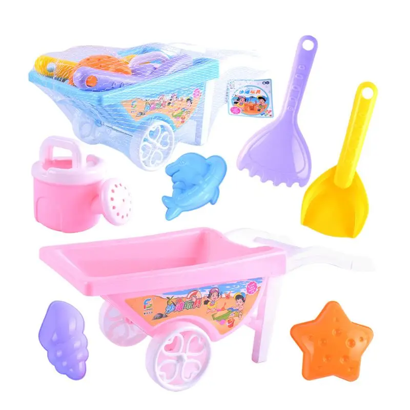 

7 Pcs Wheelbarrow Beach Toys for Kids Sand Toys for Building Sand Castles Molds