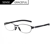 hand made unisex no screw stainless round eyeglasses business style optical glasses frame for women lightweight spectacles