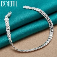 doteffil 925 sterling silver 6mm side chain bracelet for women man fashion wedding engagement charm jewelry