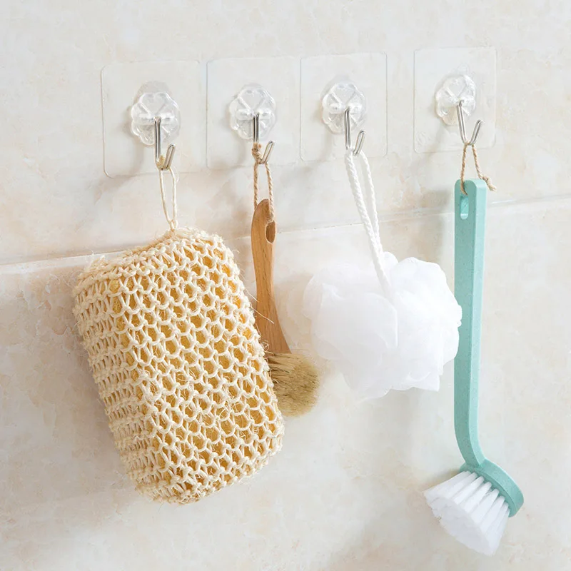 

20pcs Strong Traceless Transparent Waterproof Key Holder Wall Hanger Adhesive Hook Toilet Kitchen Bathroom Accessory For Hanging