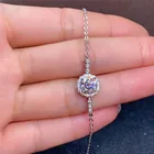 Браслет-цепочка из серебра 925 пробы с круглым бриллиантом огранки 1 карат и муассанитом