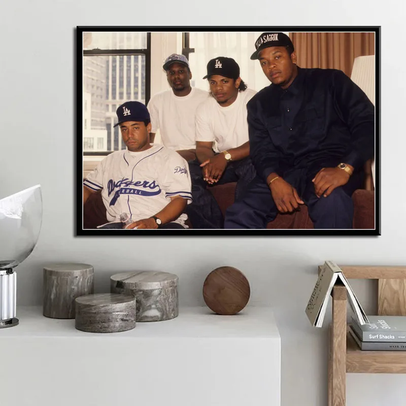 N. W. A хип-хоп для музыкальных выступлений, для чтения рэпа звезда ледяной куб Dr. Dre Eazy-E Старая школа искусства живопись Шелковый Холст плакат настенный домашний декор