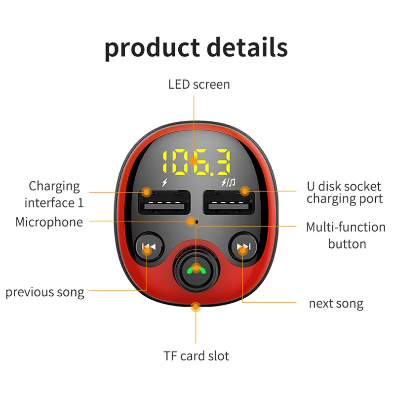 Автомобильный комплект JaJaBor с Bluetooth громкой связи fm передатчик 5 0 двойной USB