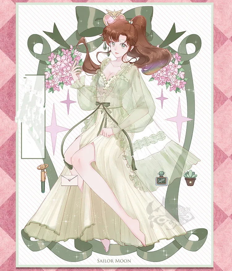 Аниме косплей Сейлор Мун Юпитер Кино Макото Косплей Костюм Пижама женская ночная