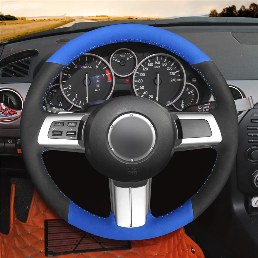 MEWANT черный синий замшевый чехол на руль для Mazda MX-5 Miata 2009-2013 RX-8 CX-7 2007-2009 аксессуары |