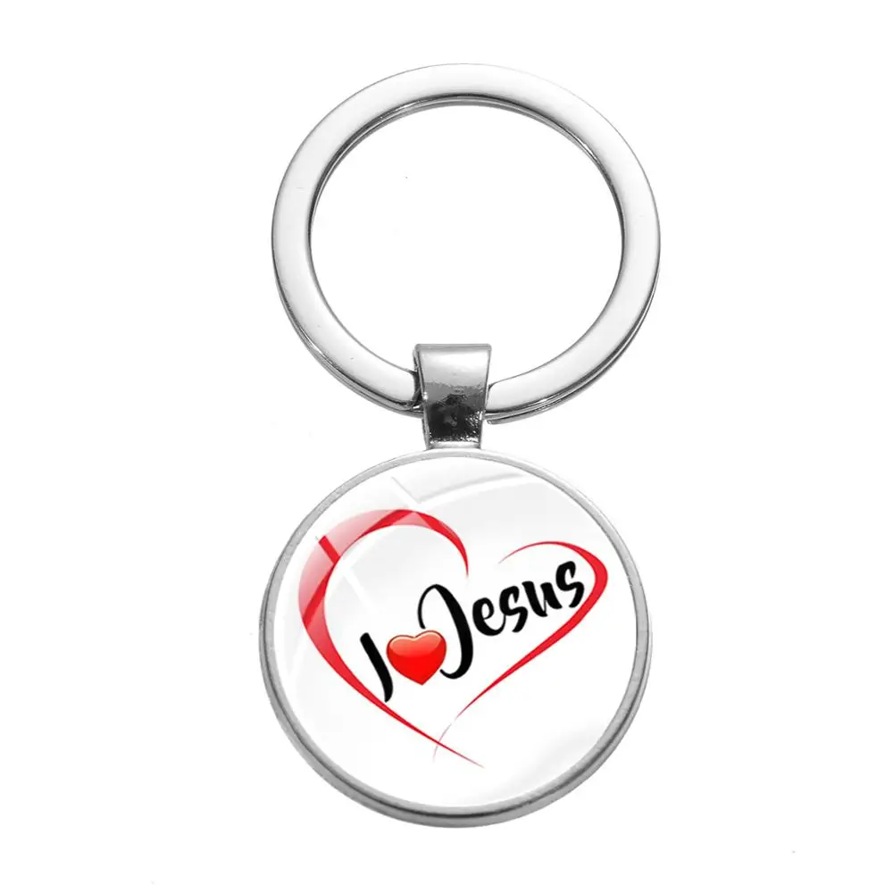 SONGDA Christian God I Love Jesus Charm Keychain Handbag Car Key Chain Unisex Accessories Glass Photo Dome Alloy Ring Holder | Украшения и