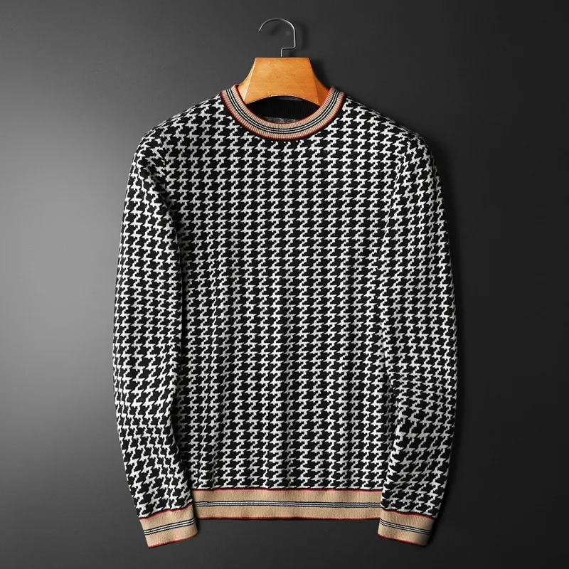 

Новинка 2022 роскошный джентльмен хлопок Классический Полосатый абстрактный Повседневный свитер Пуловеры Азиатский размер мужской высокое ...