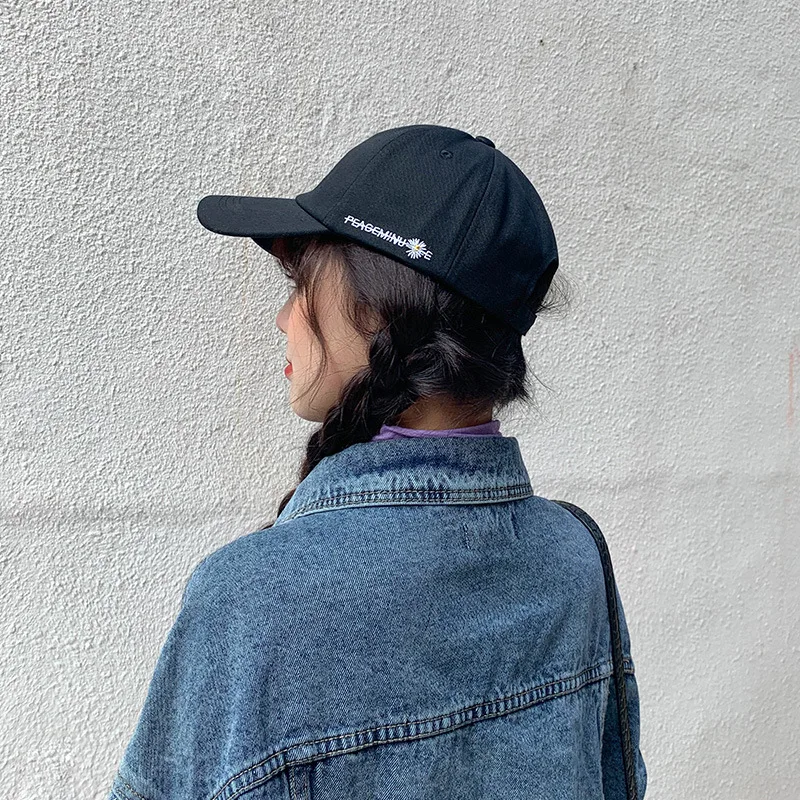 Кепки женский ins/Новый Чистый Красный Дейзи бейсболка все матч с нашивкой в виде