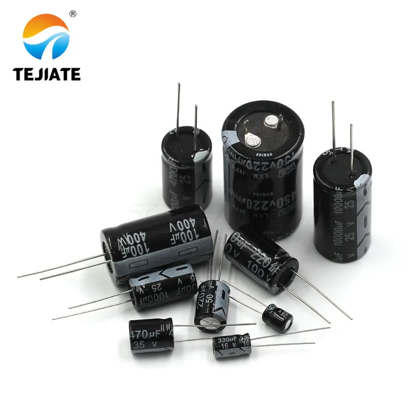 Прямой Алюминиевый электролитический конденсатор DIP сделай сам 16 В 25 в 35 100 470 мкФ
