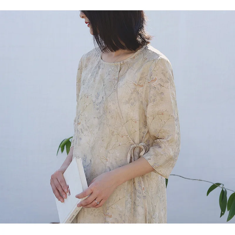 Женское платье в стиле ретро с круглым вырезом и рукавом 2020 | Женская одежда