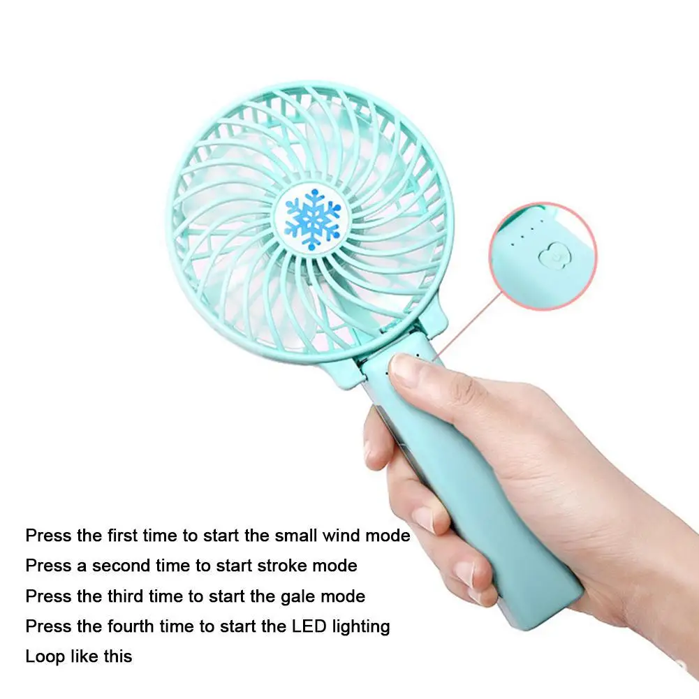 

1PC Mini Portable Hand-held Small Folding Desk Fan Cooler Cooling USB Rechargeable 3 Adjustable Speed Level Small Fan