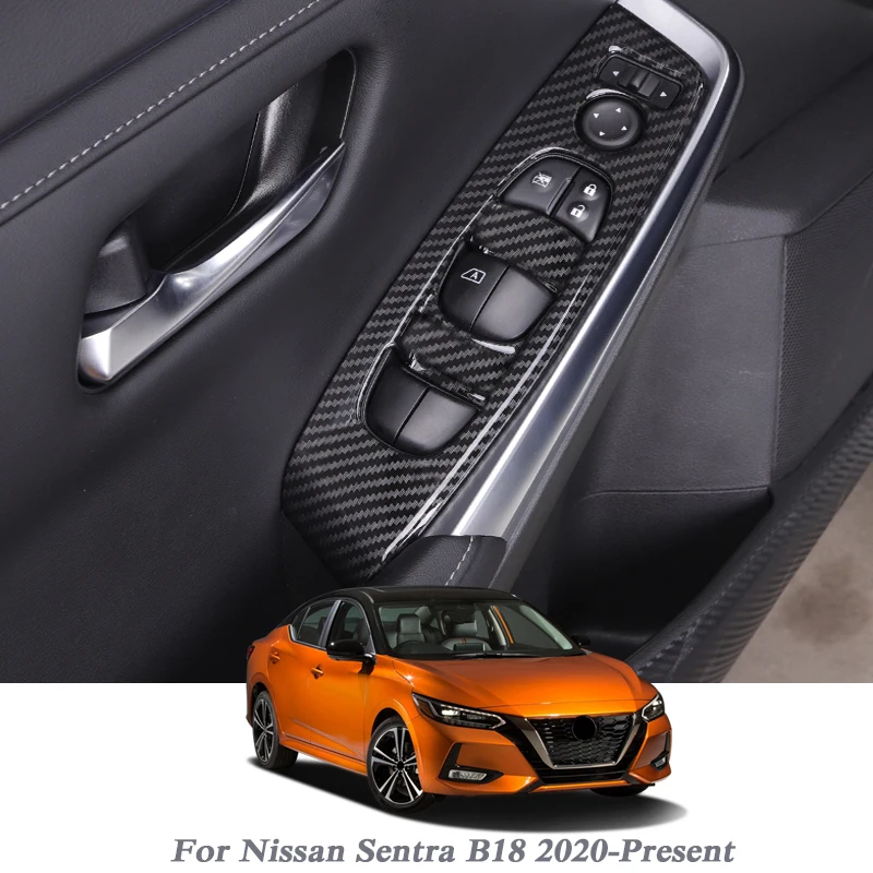 

Для Nissan Sentra B18 2020-Н. В., автомобильный Стайлинг, Внутренняя дверь, стеклоподъемник, переключатель, блестки, внутренняя наклейка, внутренняя ра...
