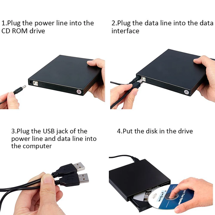 YiYaYo USB 2,0 CD RW горелки оптический привод Внешний DVD комбо CD/DVD rom плеер портативный для ноутбука компьютер Windows 7/8