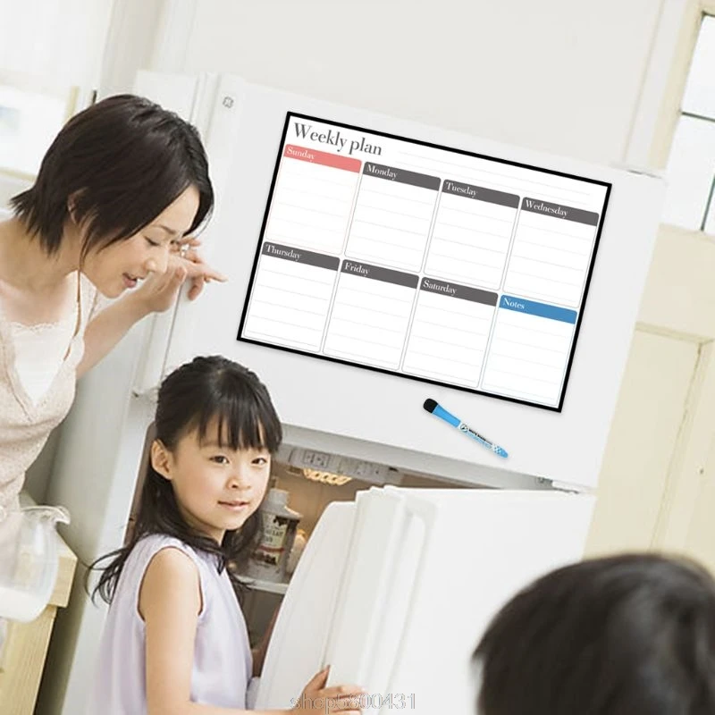 

A3 Magnetic Weekly Planner Whiteboard Fridge Magnet Daily Message Drawing Refrigerator Bulletin D07 20 Dropshipping