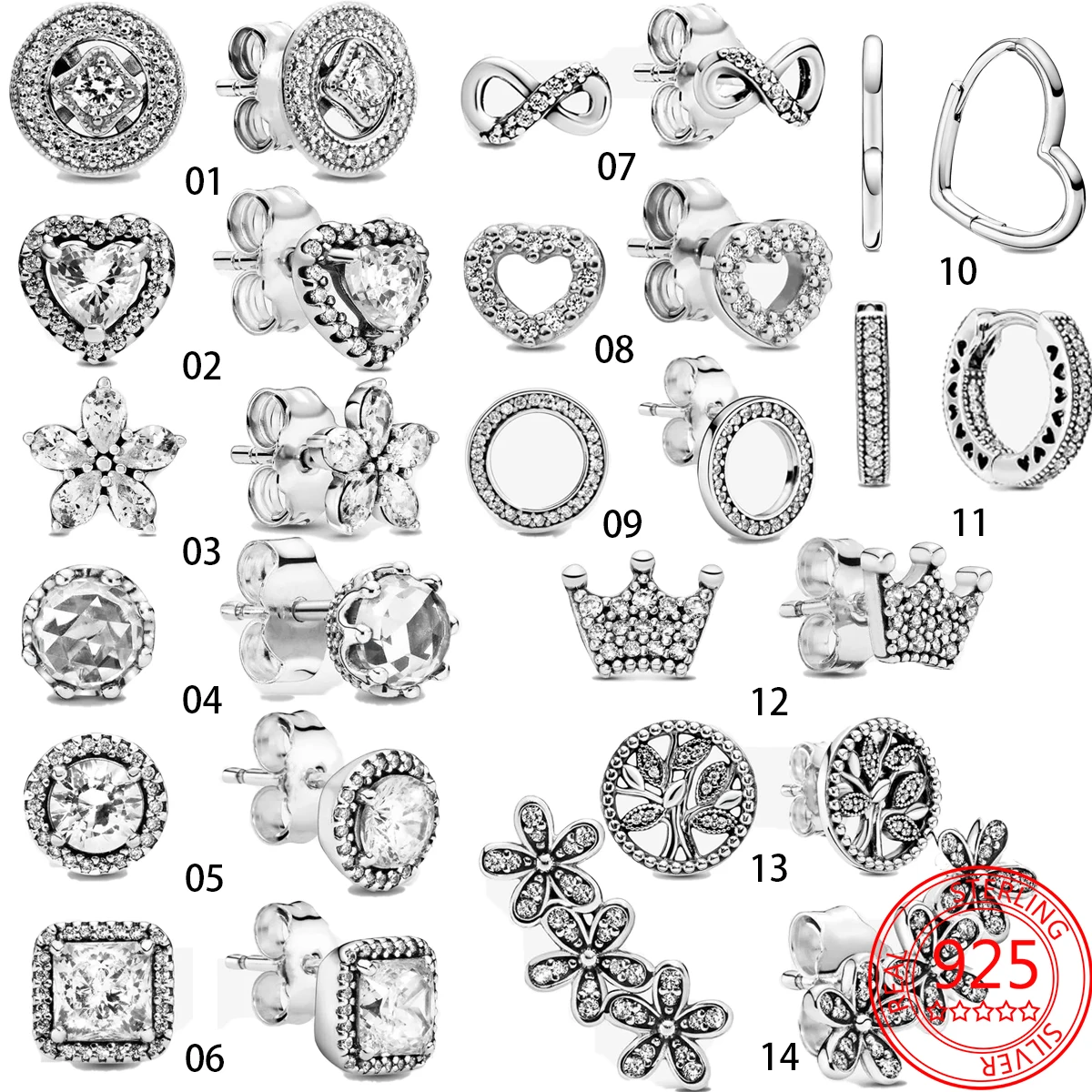 

New 925 Sterling Silver Sparkling Family Tree Earrings Fashion Ladies Silver Hoop Earrings Birthday Gift