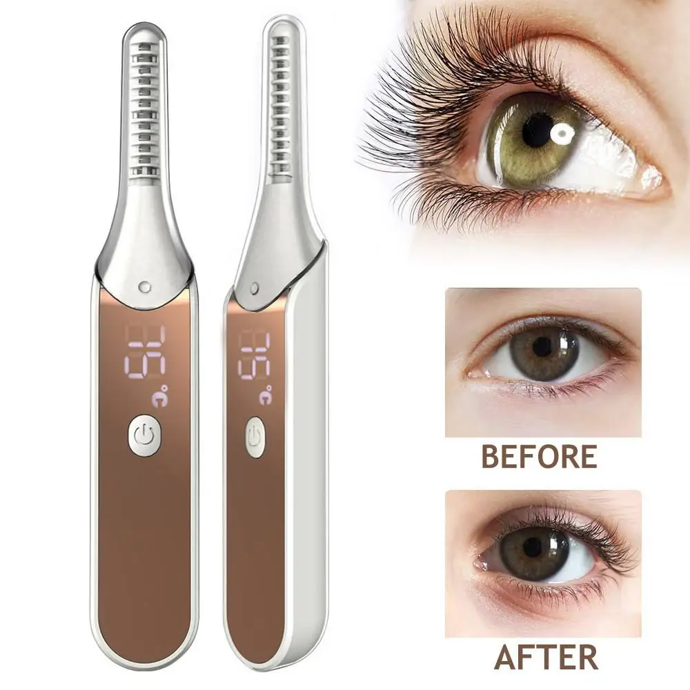 

Eyelash Curler Heated Electric Makeup Eye Lashes Curling Tools Stereotypes Digital Display Long Lasting Portable USB Rechaegable