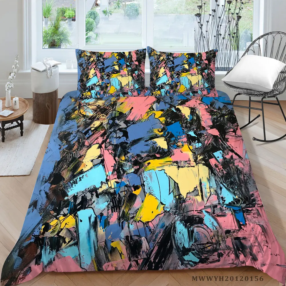 

Modern Style Bedding Set Queen Size Colorful Creative Duvet Cover Graffiti King Single Double Twin Full Bed Set Artistic