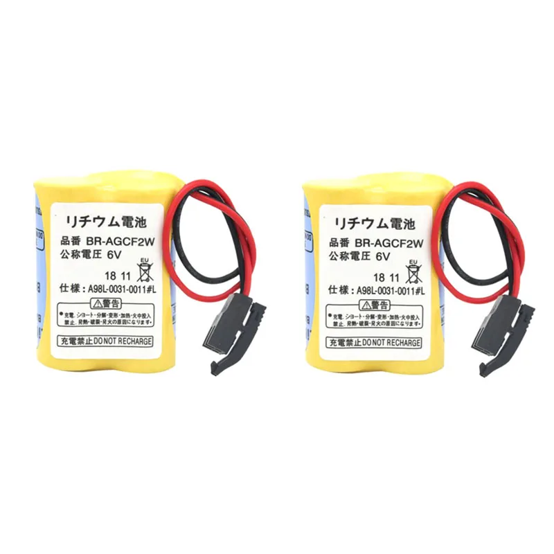 

2pcs/Lot Original 6V BR-AGCF2W PLC Industrial Battery Pack with Black Hook Plug for Panasonic Fanuc CNC Servo Motor Battery