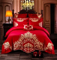 469pcs egypt cotton gold flowers embroidery bedding set 4pcs king queen size wedding bed set bed cotton set bedsheet linen