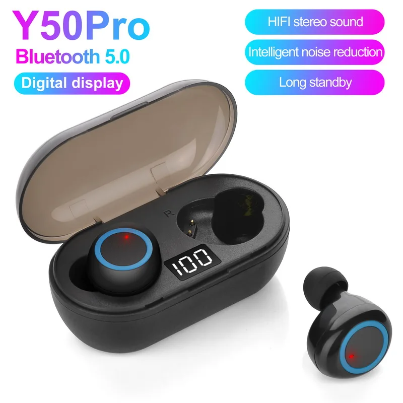 Y50 Pro TWS Bluetooth Earphones 5.0 Wireless Headsets Waterproof Deep Bass Earbuds Sport Headphones Stereo With Mic Dropshipping