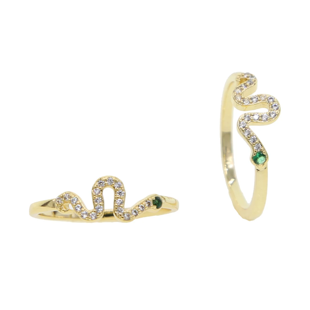 Женское кольцо с кольцом змейкой micro pave золотое белое зеленое фианитом|Кольца| |