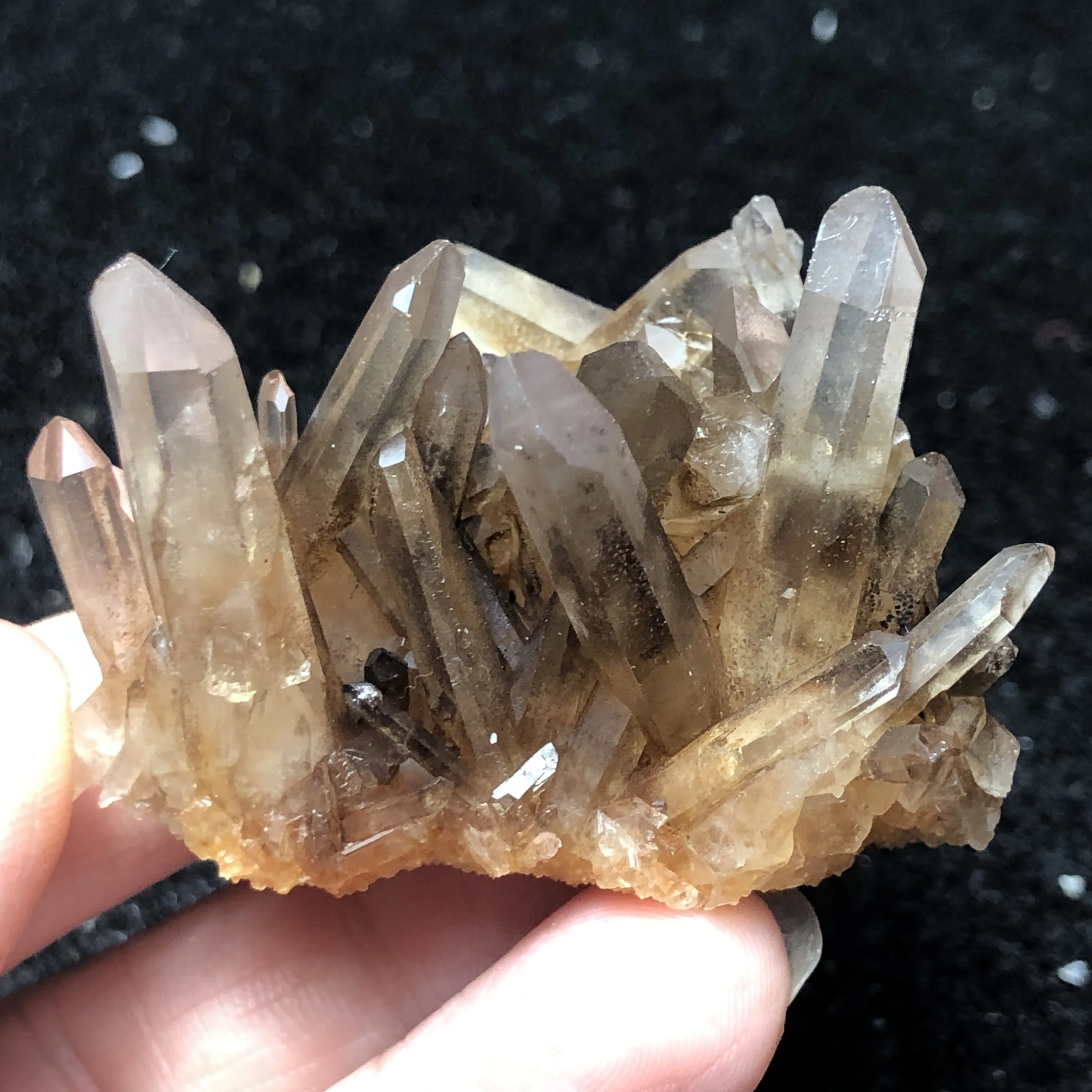 

43gNatural tea crystal cluster mineral smoked Quartz Healing round vein teaching stone home decoration CRYSTAL QUARTZ GEM