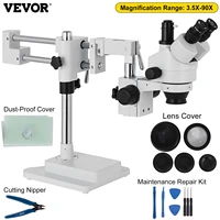vevor 3 5x 90x trinocular stereo digital microscope 360%c2%b0swiveling simul focal support camera connection lab optical instruments