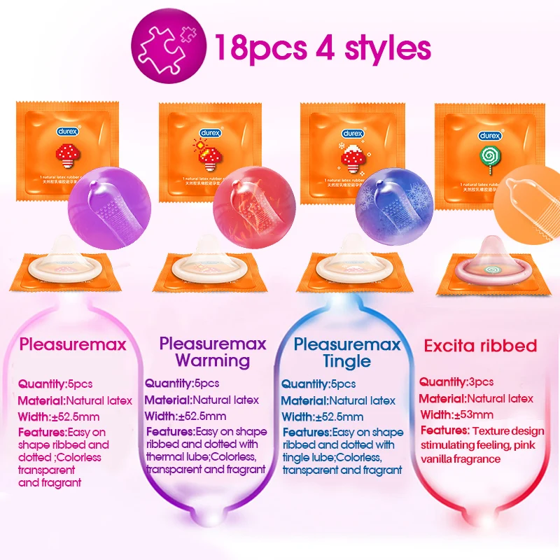 Durex Волшебные презервативы 4 стиля большие частицы ледяной огонь ультратонкий