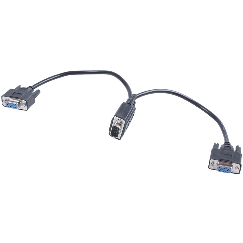 VGA 15 Pin штекер 2 гнездовые разъемы компьютерный Соединительный кабель черный