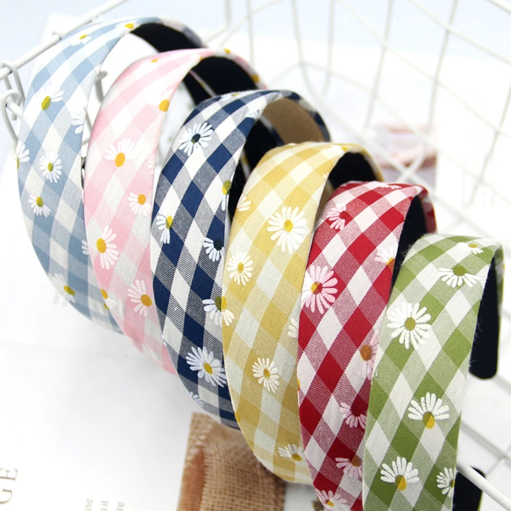 

Fashion Cute Print Daisy Flower Bezel Non-Slip Hairbands Hair Hoop Bands Women Headband Retro Headdress Girls Hair Accessories