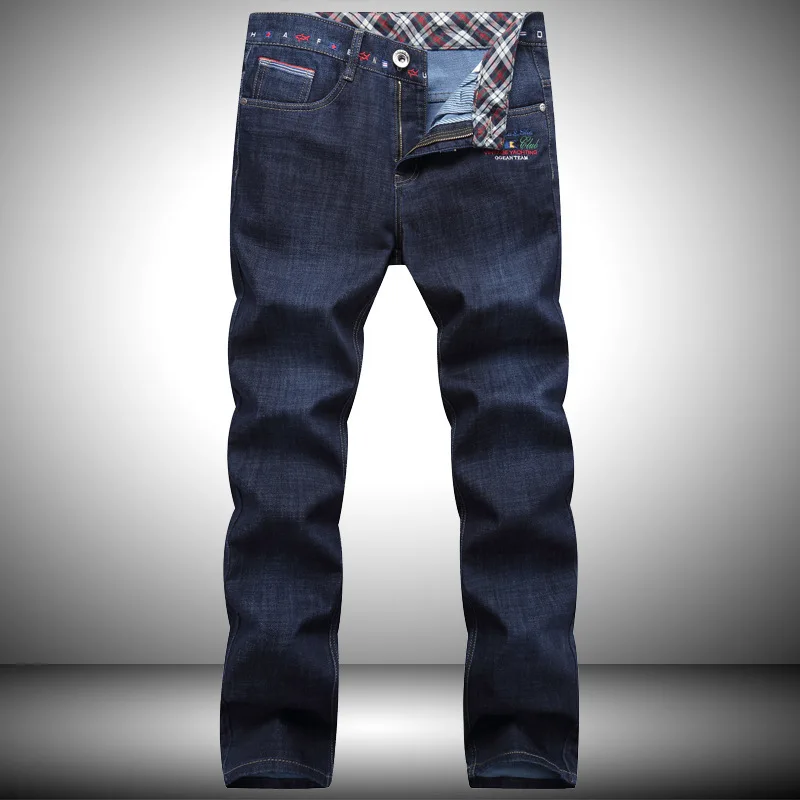 

Брюки мужские тонкие на молнии, повседневные зауженные Эластичные Классические прямые джинсовые брюки с акулой, брендовые длинные штаны, О...